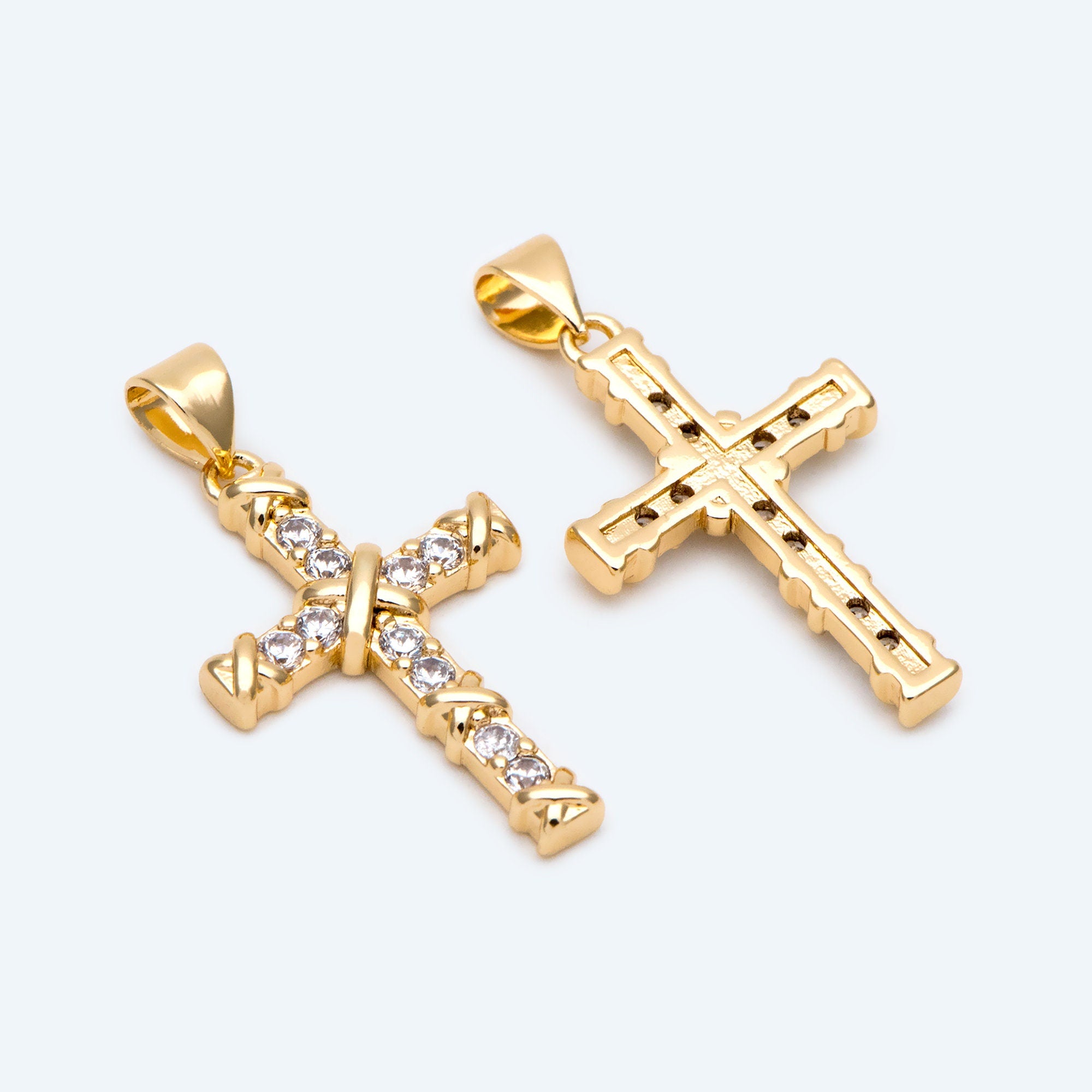 4pcs Cubic Cross Pendant, CZ Pendant, Jesus Pendant, Earrings pendant, Bracelet Charm, Necklace Pendant (GB-2288-J)